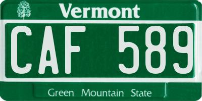 VT license plate CAF589