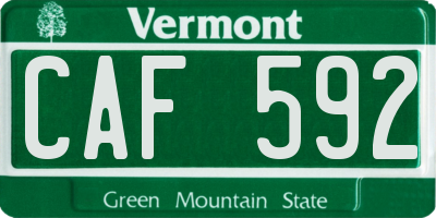 VT license plate CAF592