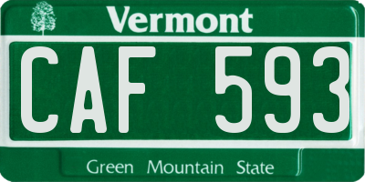 VT license plate CAF593