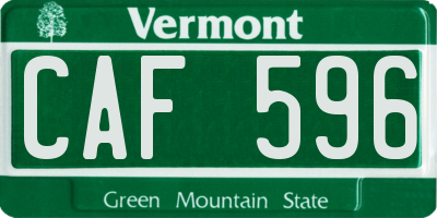 VT license plate CAF596