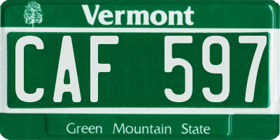 VT license plate CAF597