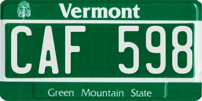 VT license plate CAF598