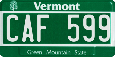 VT license plate CAF599