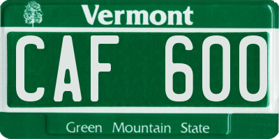 VT license plate CAF600