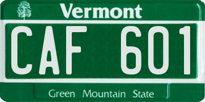VT license plate CAF601