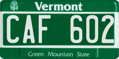 VT license plate CAF602