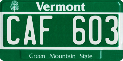 VT license plate CAF603