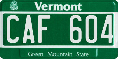 VT license plate CAF604