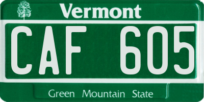 VT license plate CAF605