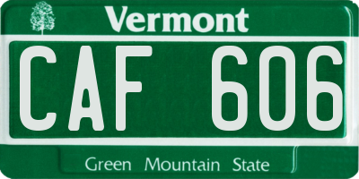 VT license plate CAF606