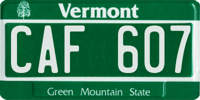 VT license plate CAF607