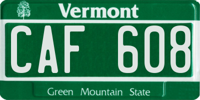 VT license plate CAF608
