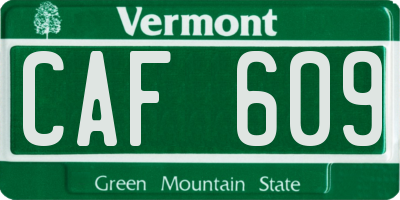 VT license plate CAF609