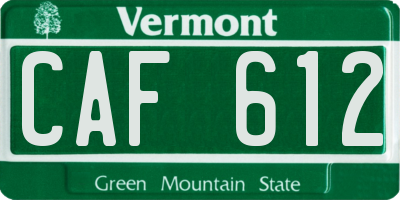 VT license plate CAF612