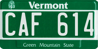VT license plate CAF614