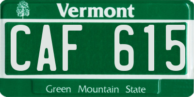 VT license plate CAF615