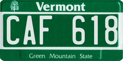 VT license plate CAF618