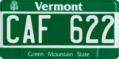 VT license plate CAF622