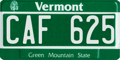 VT license plate CAF625