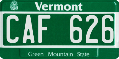 VT license plate CAF626