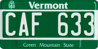VT license plate CAF633