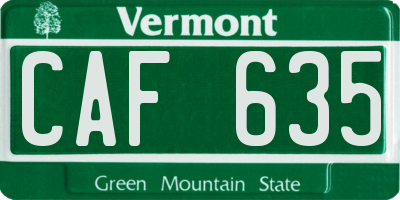 VT license plate CAF635
