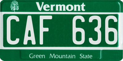 VT license plate CAF636