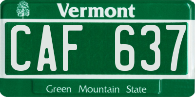 VT license plate CAF637