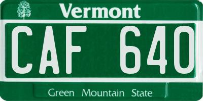 VT license plate CAF640