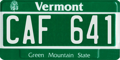 VT license plate CAF641