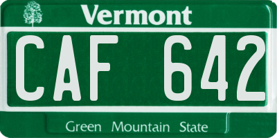VT license plate CAF642