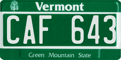 VT license plate CAF643