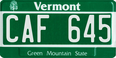 VT license plate CAF645