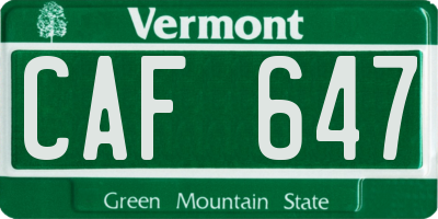VT license plate CAF647