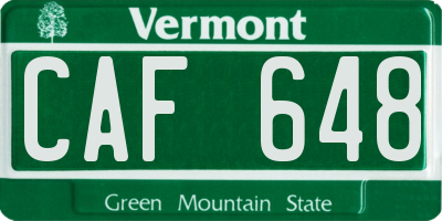 VT license plate CAF648