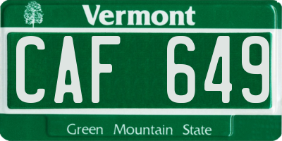 VT license plate CAF649