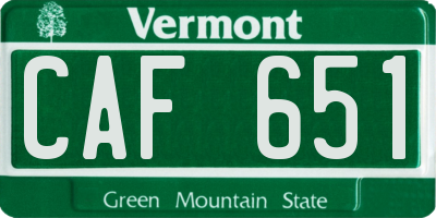 VT license plate CAF651