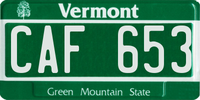 VT license plate CAF653