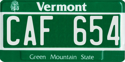 VT license plate CAF654