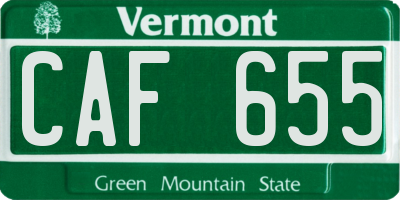 VT license plate CAF655