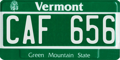 VT license plate CAF656