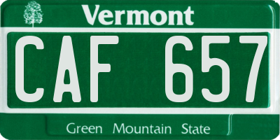 VT license plate CAF657
