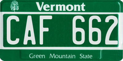 VT license plate CAF662