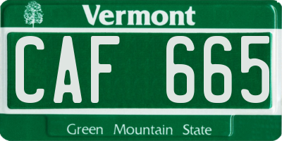 VT license plate CAF665