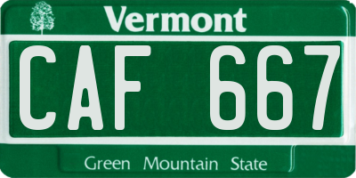 VT license plate CAF667
