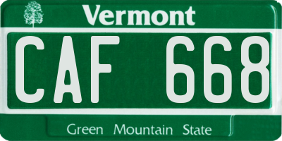 VT license plate CAF668