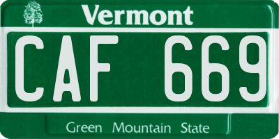 VT license plate CAF669
