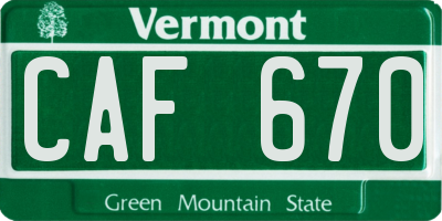 VT license plate CAF670
