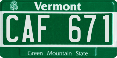 VT license plate CAF671