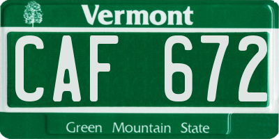 VT license plate CAF672